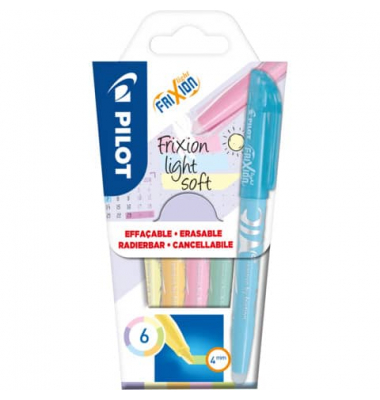Textmarker FriXion light soft, SW-FL-S-S6, Etui, 6-farbig sortiert, 3-4mm Keilspitze