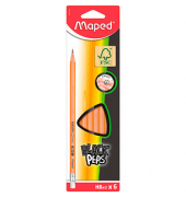 BLACK'PEPS Bleistifte HB naturbelassen mit Radierer 6 St.