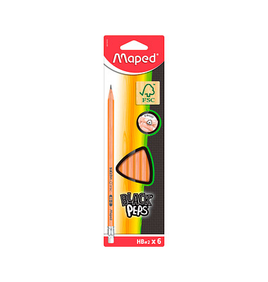 Bleistift-Set BLACK'PEPS, 851731FC, H&auml;rte HB, naturbelassen, mit Radiergummi