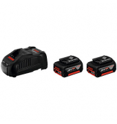BOSCH Werkzeugakkus mit Schnellladegerät Starter-Set Professional Lithium-Ionen 2x 5,0 Ah