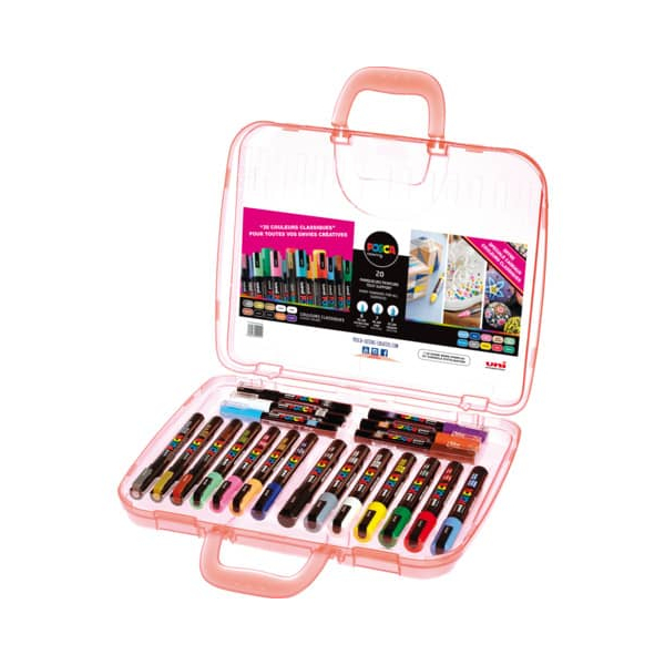 3296280029221 - Fasermaler Uni Posca sortiert VE=20 Stück Klassik- Malkoffer