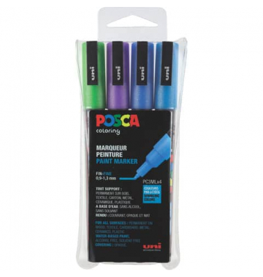 Marker - 0,9 - 1,3 mm, 4er Set Glitter sortiert