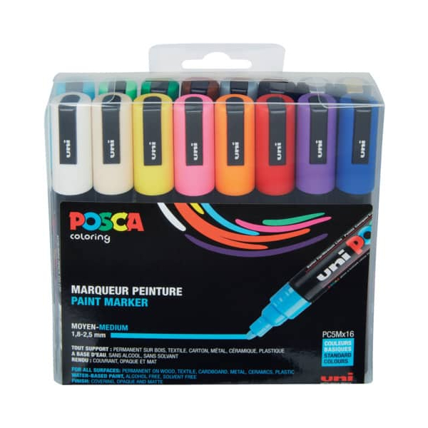 3 Stück UNI-POSCA Permanentmarker 16ST sortiert 3296280033419 UNI-POSCA 16 Stück