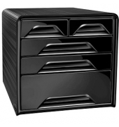 Schubladenbox Smoove  schwarz DIN A4 mit 5