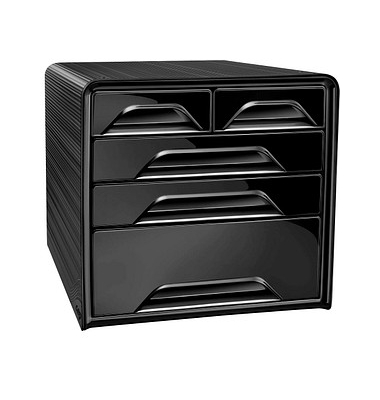 cep Schubladenbox Smoove  schwarz DIN A4 mit 5 Schubladen