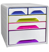Schubladenbox Smoove  weißbunt-transparent DIN A4 mit 5
