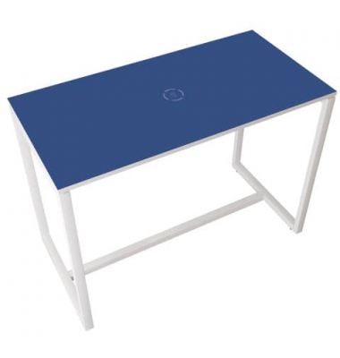 Stehtisch easyDesk 110cm (H), 150x75cm (BxT), rechteckig, blau / wei&szlig;