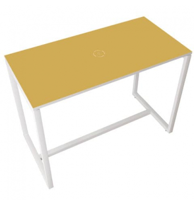 Stehtisch easyDesk 110cm (H), 150x75cm (BxT), rechteckig, gelb / wei&szlig;