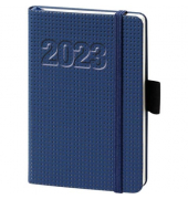Buchkalender V-book - A6, 1 Woche / 2 Seiten, blau gepunktet