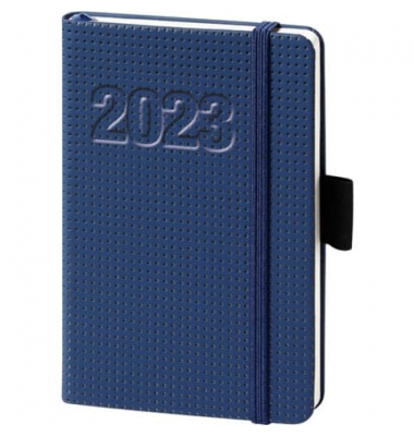 Buchkalender 02-0257, V-Book, blau, 1 Woche / 2 Seiten, 9x14cm (A6), 2025