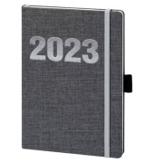 Buchkalender 02-0289, V-Book, grau, 1 Woche / 2 Seiten, 14x21cm (A5), 2025