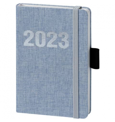 02-0347 Buchkalender V Book A6 hellblau 90x140mm Leinenoptik