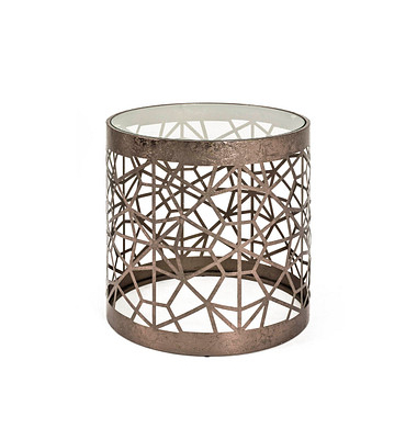 Beistelltisch 13252, 50cm (H), 50x50cm (BxT), rund, glasklar / bronze