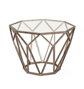 Beistelltisch 13253, 38cm (H), 55x55cm (BxT), achteckig, glasklar / bronze