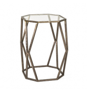 Beistelltisch 13254, 50cm (H), 37x37cm (BxT), achteckig, glasklar / bronze