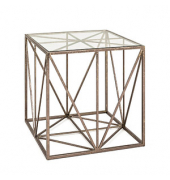 Beistelltisch 13256, 50cm (H), 50x50cm (BxT), rechteckig, glasklar / bronze