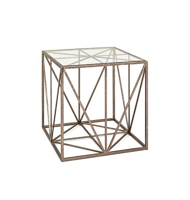 HAKU Möbel Beistelltisch Glas bronze 50,0 x 50,0 x 50,0 cm