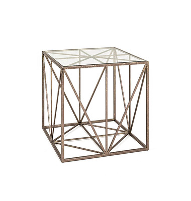 Beistelltisch 13256, 50cm (H), 50x50cm (BxT), rechteckig, glasklar / bronze