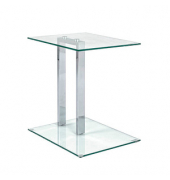 Beistelltisch 14769, 50cm (H), 45x35cm (BxT), rechteckig, glasklar / silber