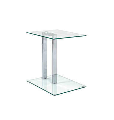 Beistelltisch 14769, 50cm (H), 45x35cm (BxT), rechteckig, glasklar / silber
