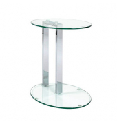 Beistelltisch 14794, 50cm (H), 45x35cm (BxT), oval, transparent / silber