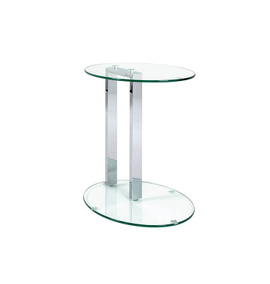 Beistelltisch 14794, 50cm (H), 45x35cm (BxT), oval, transparent / silber