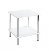 Beistelltisch 15366, 45cm (H), 39x39cm (BxT), quadratisch, weiß / chrom