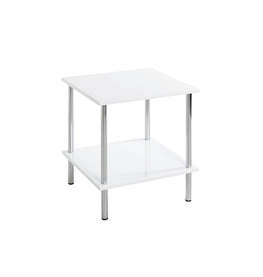 Beistelltisch 15366, 45cm (H), 39x39cm (BxT), quadratisch, weiß / chrom