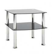 Beistelltisch 15508, 44cm (H), 45x45cm (BxT), rechteckig, glasklar / silber