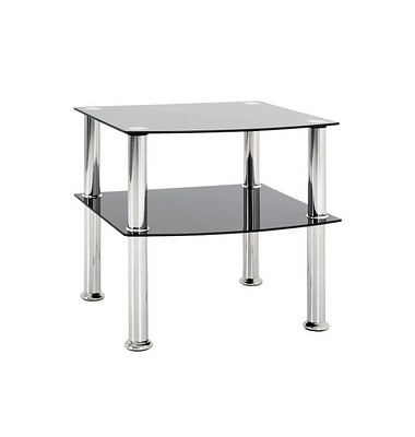 Beistelltisch 15508, 44cm (H), 45x45cm (BxT), rechteckig, glasklar / silber