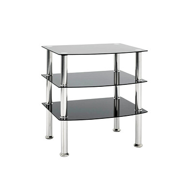 Beistelltisch 15509, 59cm (H), 54x45cm (BxT), rechteckig, glasklar / silber