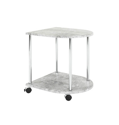 Beistelltisch 15610, 45cm (H), 42x40cm (BxT), Winkelform, Betonoptik / chrom