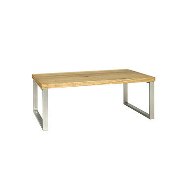 Couchtisch, 38cm (H), 100x60cm (BxT), rechteckig, eiche / silber Couchtisch, 38cm (H), 100x60cm (BxT), rechteckig, eiche / silber