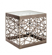 Beistelltisch 16259, 50cm (H), 50x50cm (BxT), rechteckig, glasklar / bronze