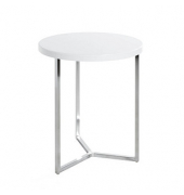 Beistelltisch 16340, 54cm (H), 45x45cm (BxT), rund, weiß / chrom