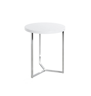 Beistelltisch 16340, 54cm (H), 45x45cm (BxT), rund, weiß / chrom