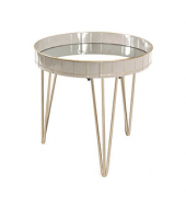 Beistelltisch 18146, 50cm (H), 51x51cm (BxT), rund, silber / gold