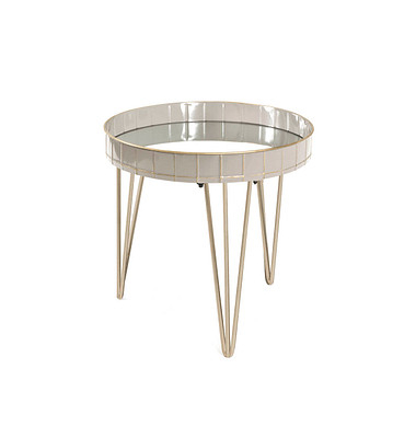 Beistelltisch 18146, 50cm (H), 51x51cm (BxT), rund, silber / gold