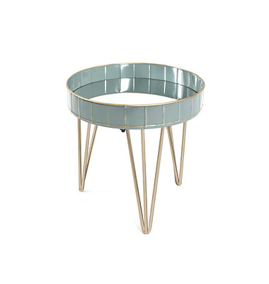 Beistelltisch 18147, 40cm (H), 41x41cm (BxT), rund, silber / gold