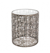 Beistelltisch 18252, 45cm (H), 38x38cm (BxT), rund, glasklar / silber