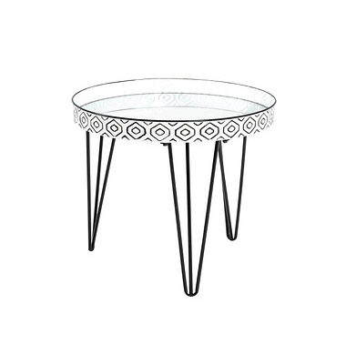 Beistelltisch 18585, 46cm (H), 65x65cm (BxT), rund, glasklar / schwarz