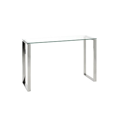 Konsolentisch 18777, 78cm (H), 120x40cm (BxT), rechteckig, glasklar / silber Konsolentisch 18777, 78cm (H), 120x40cm (BxT), rechteckig, glasklar / silber