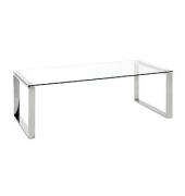 Couchtisch, 40cm (H), 120x60cm (BxT), rechteckig, transparent / silber