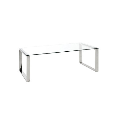 Couchtisch, 40cm (H), 120x60cm (BxT), rechteckig, transparent / silber