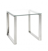 Beistelltisch 18779, 55cm (H), 55x55cm (BxT), rechteckig, glasklar / silber
