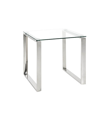 Beistelltisch 18779, 55cm (H), 55x55cm (BxT), rechteckig, glasklar / silber