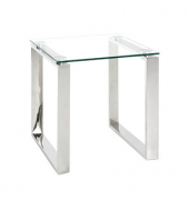 Beistelltisch 18780, 45cm (H), 42x42cm (BxT), rechteckig, glasklar / silber