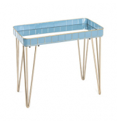 Beistelltisch 18845, 54cm (H), 60x31cm (BxT), rechteckig, blau / gold