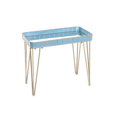 Beistelltisch 18845, 54cm (H), 60x31cm (BxT), rechteckig, blau / gold