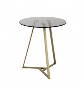 Beistelltisch 19283, 50cm (H), 45x45cm (BxT), rund, grau / gold